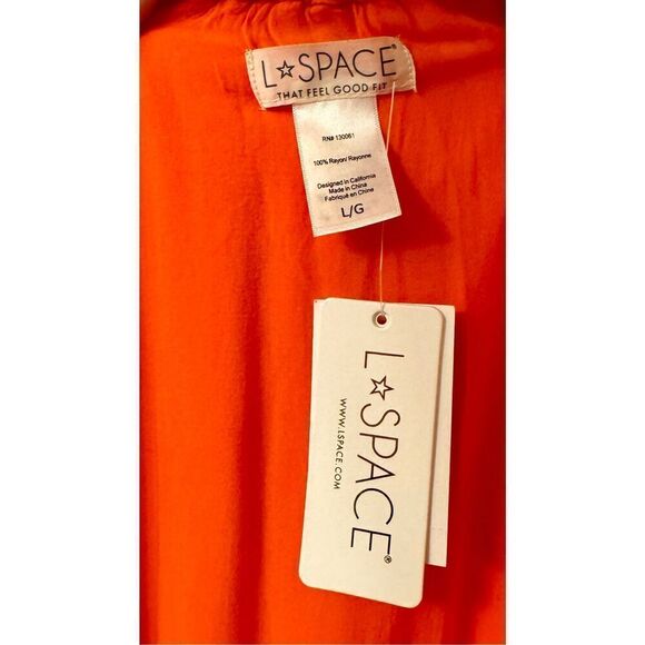 NWT L*Space Summer Nights Panama Wrap Maxi Orange Short Sleeve Dress Large - Picture 6 of 8